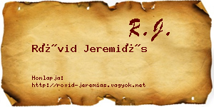 Rövid Jeremiás névjegykártya